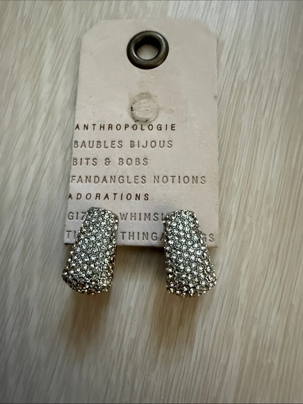 Anthropologie Mini Glitz Huggie Hoop Silver Earrings